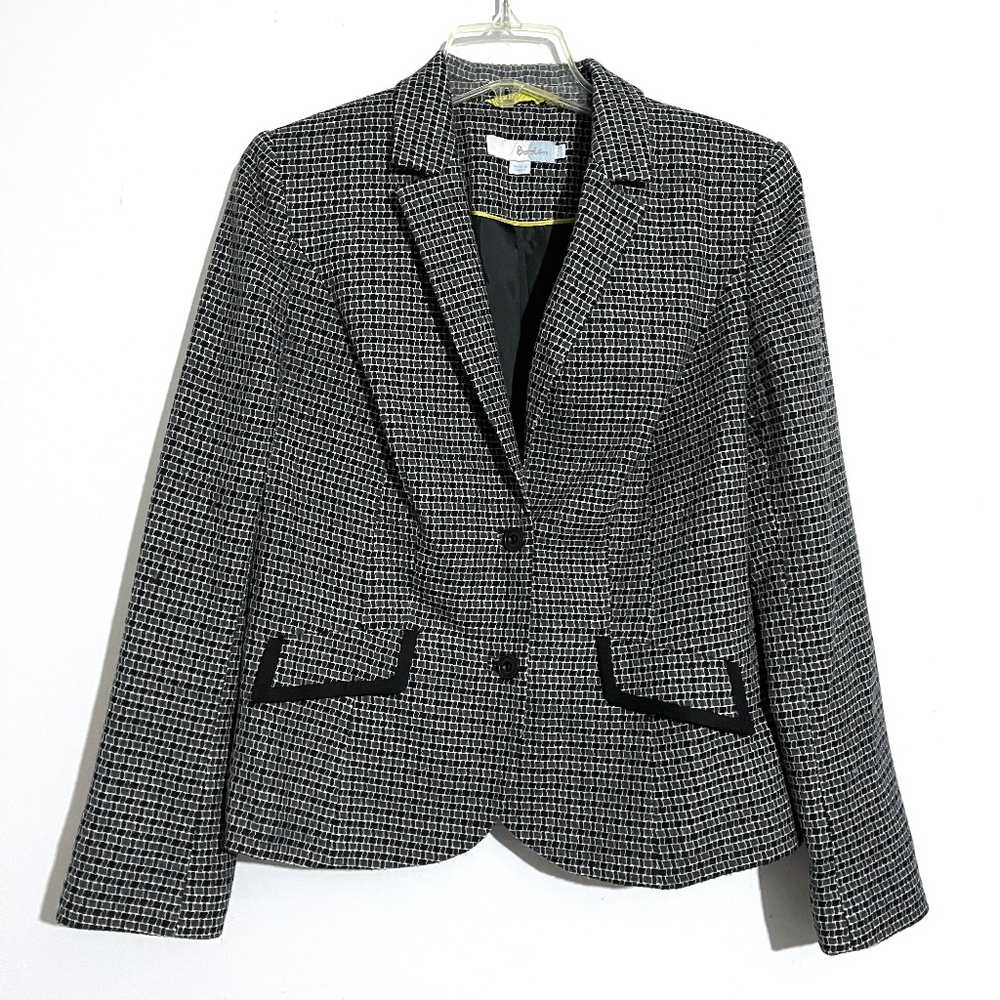 Boden Navy Blue & White Square Printed Two Button Close Blazer Jacket - Picture 2 of 11